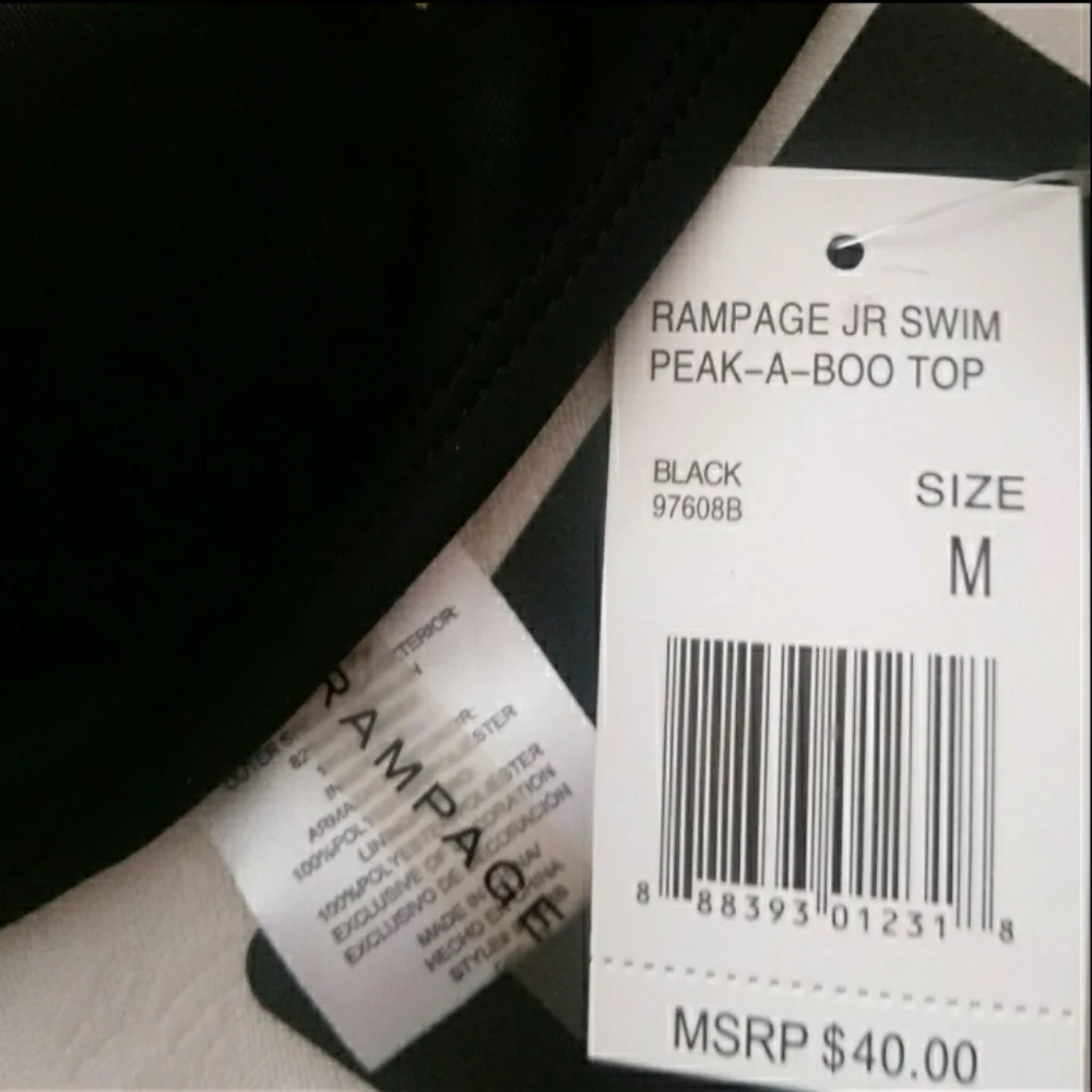 NWT*Rampage 2-pc Black bikini w/metallic accents* sz M